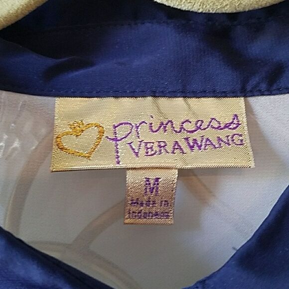 Princess Vera Wang sheet navy cream blouse Sz M - Picture 4 of 5